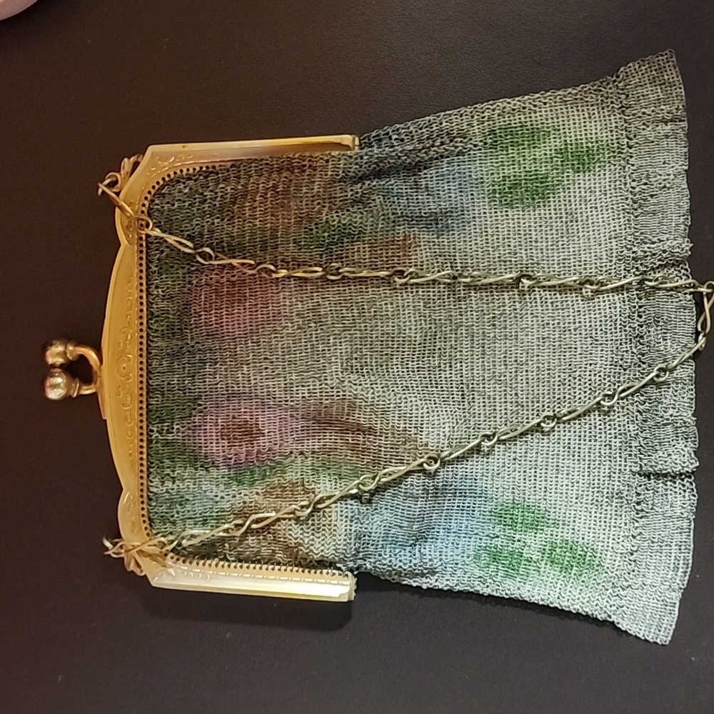 Whiting & Davis Dresden Mesh Evening Bag w/ Floral Motif Vintage - Picture 9 of 15